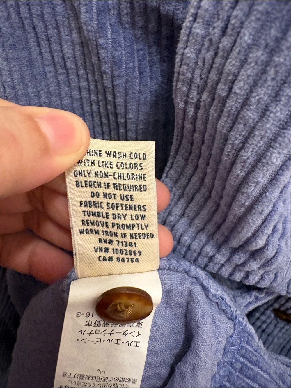 L.L. Bean Light Blue Corduroy Button-Down Shirt - Picture 12 of 12